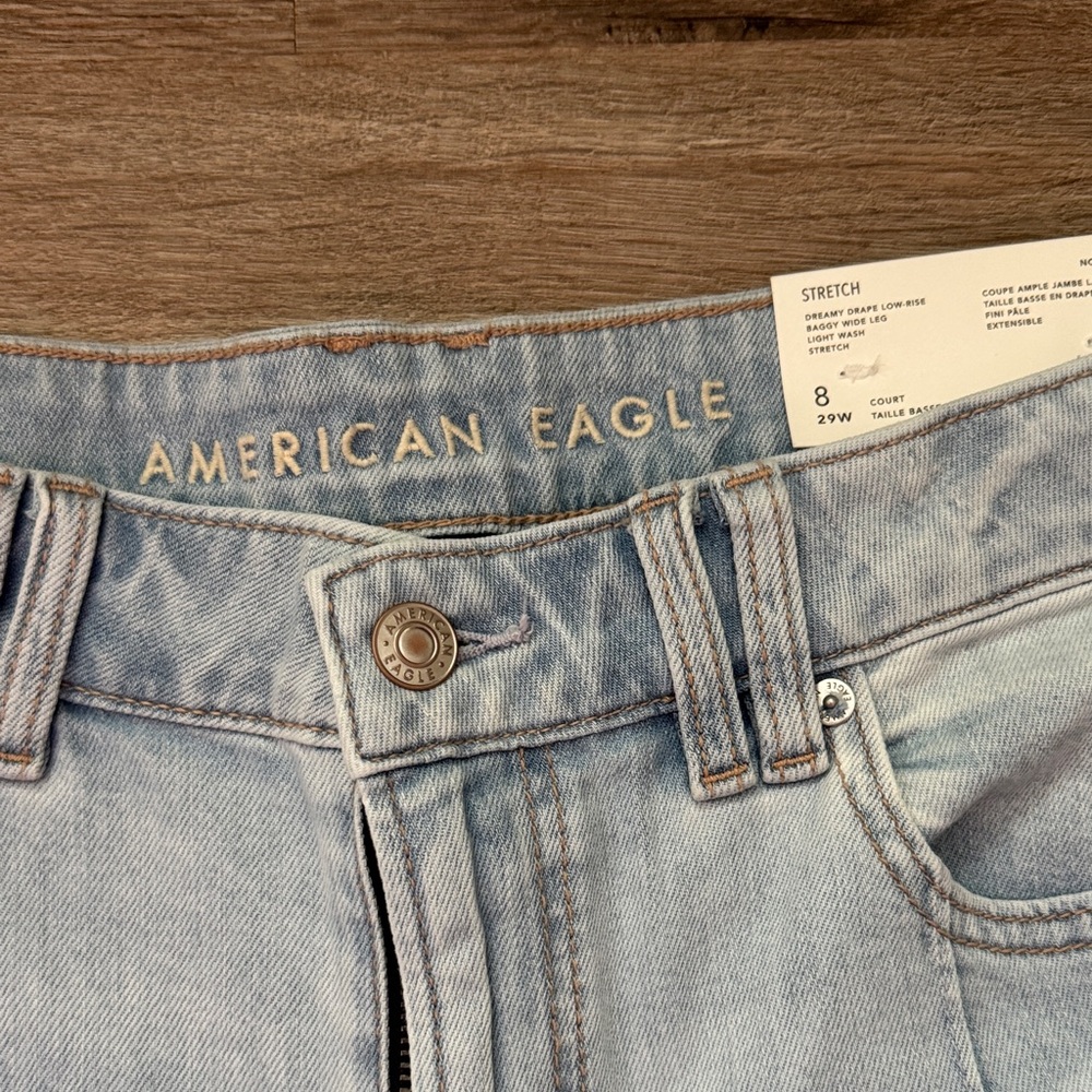 American Eagle Light Blue Denim Wide Leg Women's Jeans NWT - Picture 3 of 5